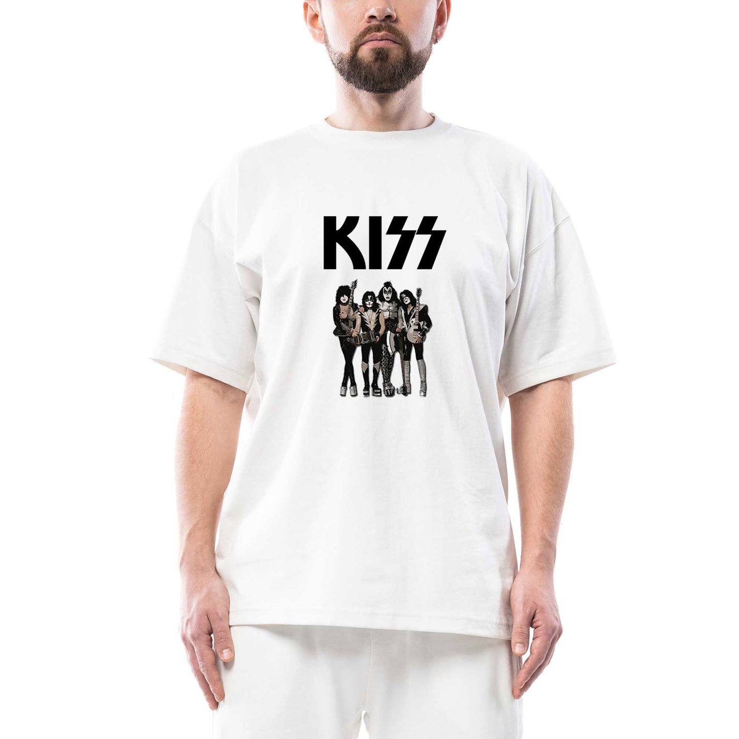 Kiss Anime Oversize Beyaz Tişört