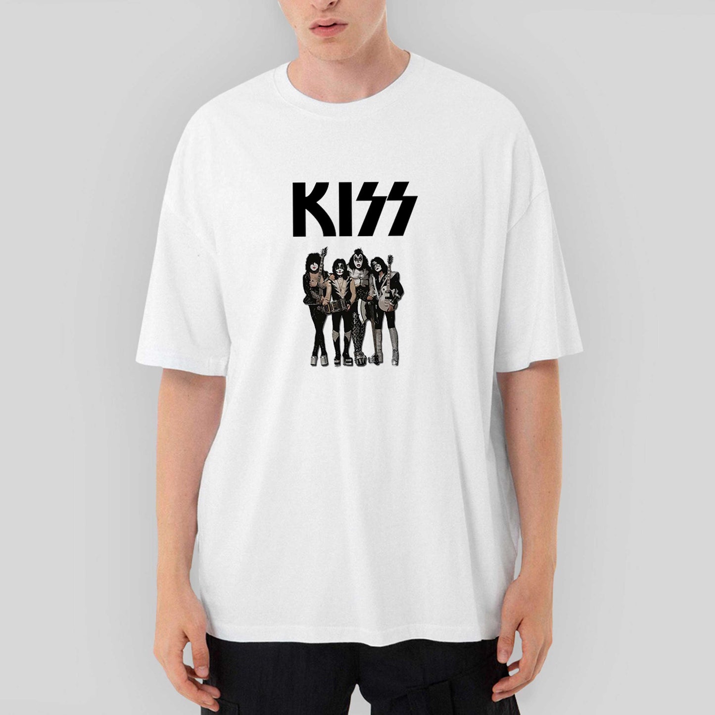 Kiss Anime Oversize Beyaz Tişört