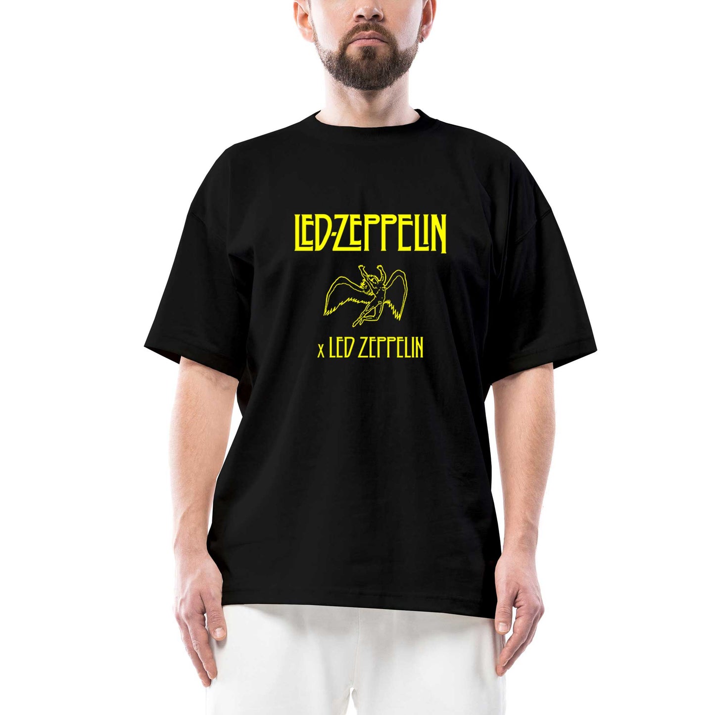 Led Zeppelin Angel Oversize Siyah Tişört