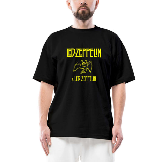 Led Zeppelin Angel Oversize Siyah Tişört