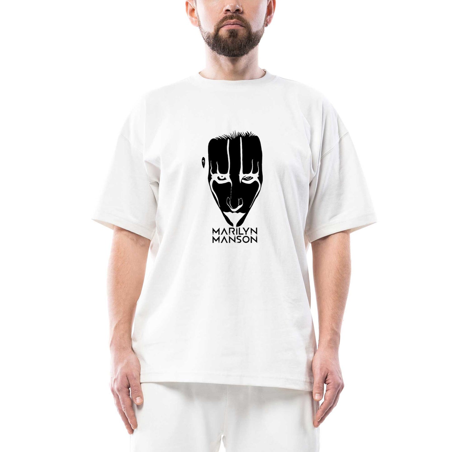 Marilyn Manson Head Oversize Beyaz Tişört