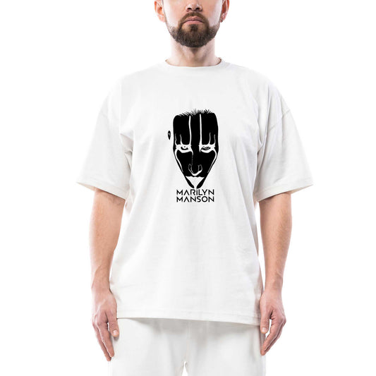 Marilyn Manson Head Oversize Beyaz Tişört