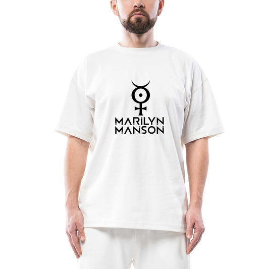 Marilyn Manson Logo 2 Oversize Beyaz Tişört