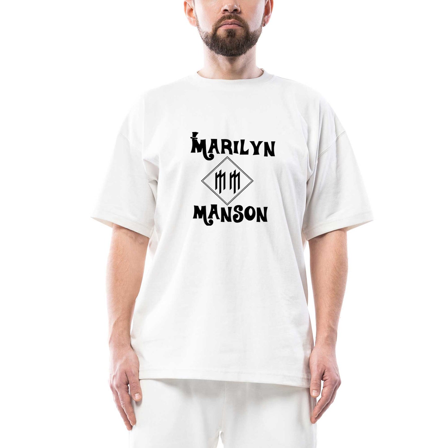 Marilyn Manson Text Oversize Beyaz Tişört
