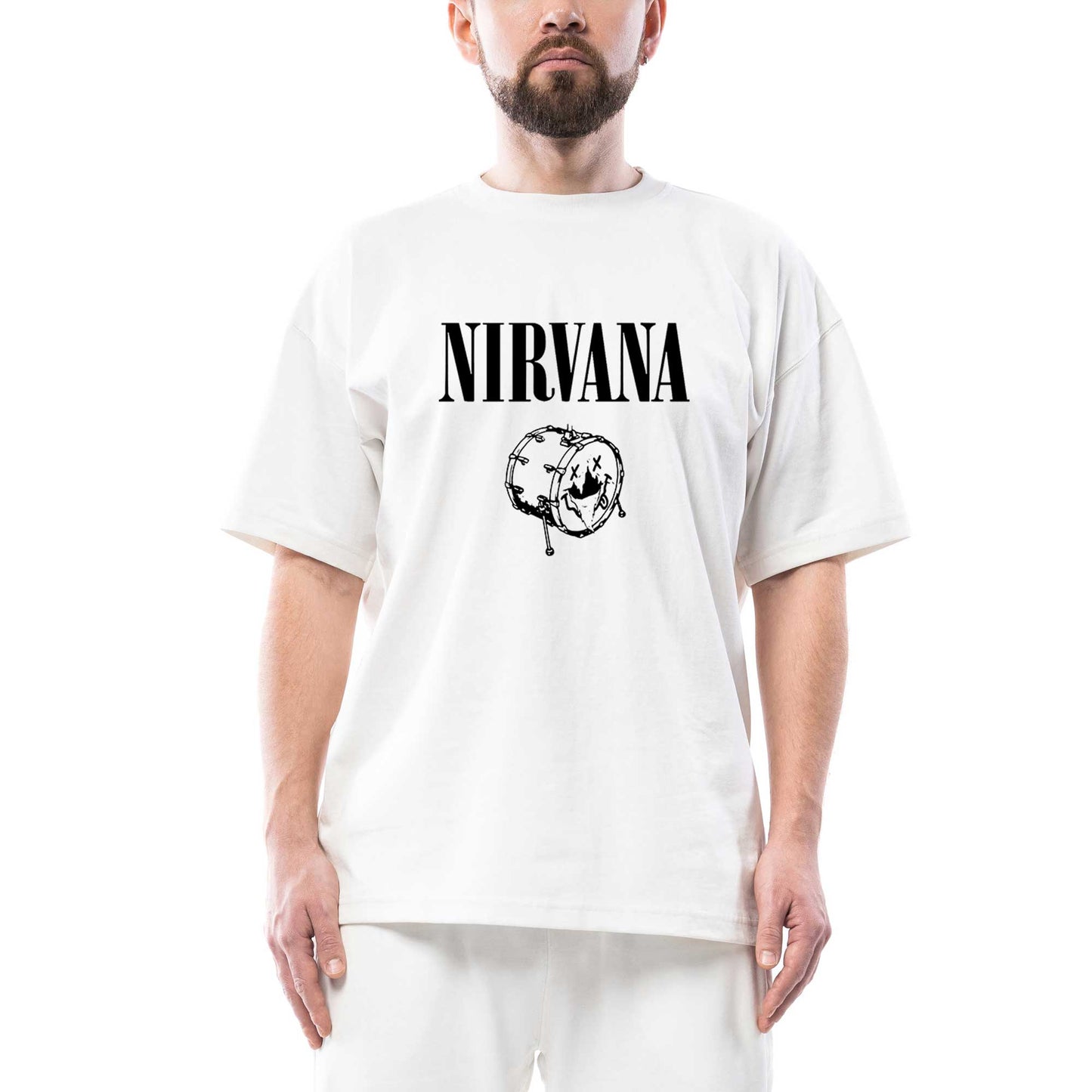 Nirvana Logo Classic Oversize Beyaz Tişört
