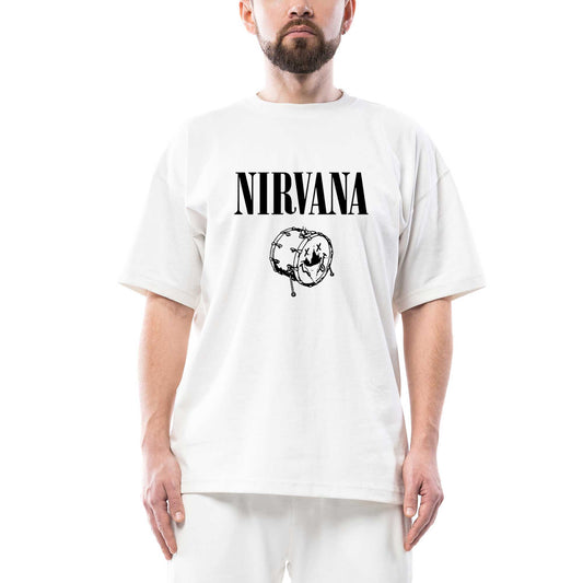 Nirvana Logo Classic Oversize Beyaz Tişört