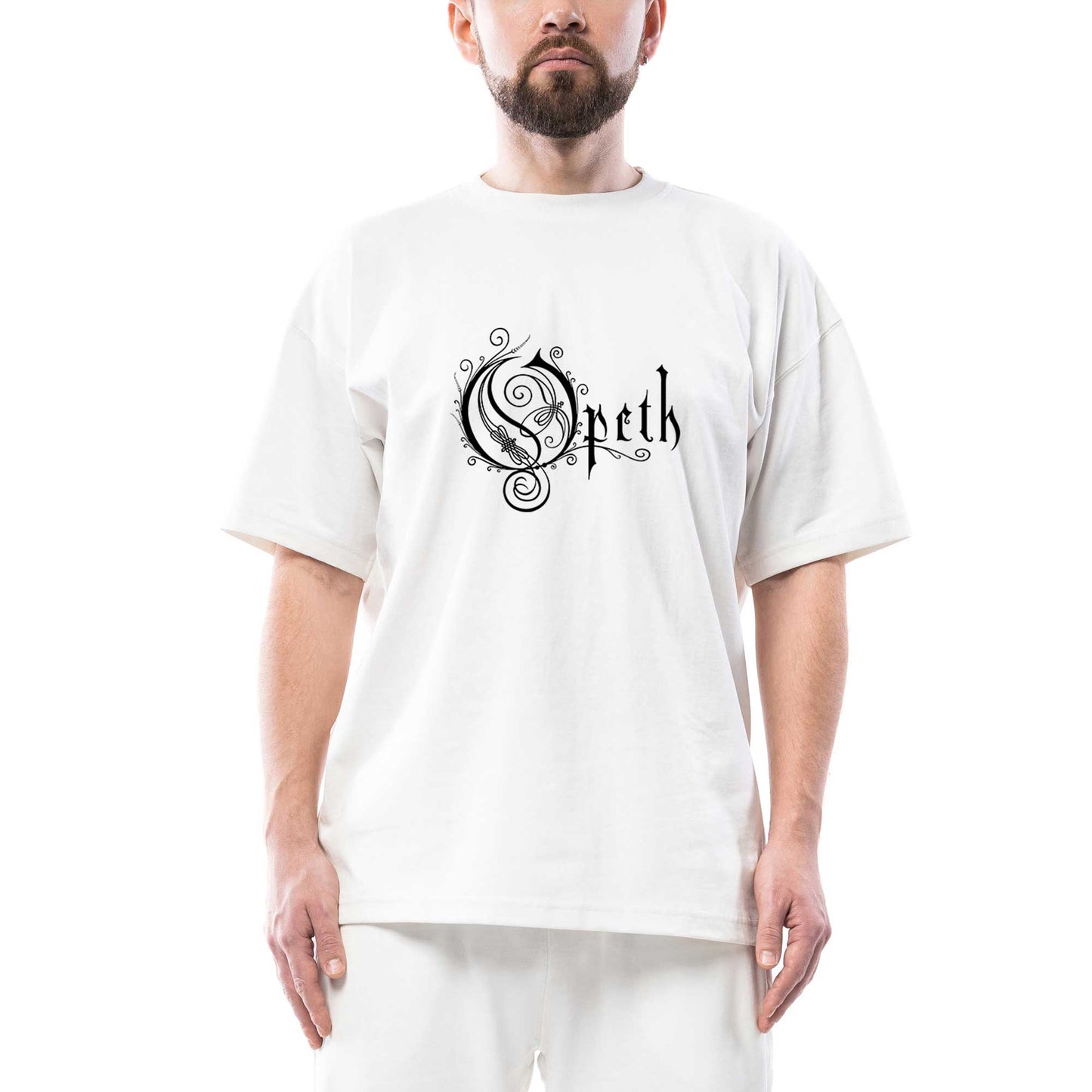 Opeth Logo Classic 2 Oversize Beyaz Tişört