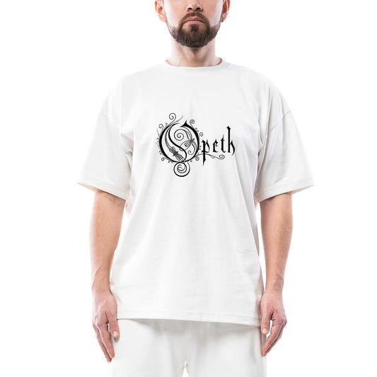 Opeth Logo Classic 2 Oversize Beyaz Tişört