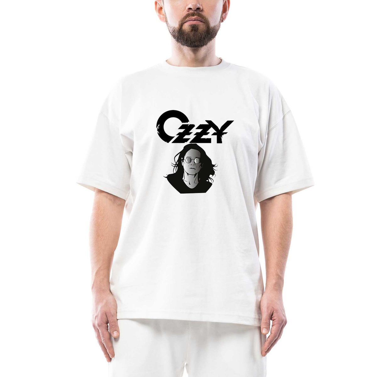 Ozzy Osbounre Head Oversize Beyaz Tişört