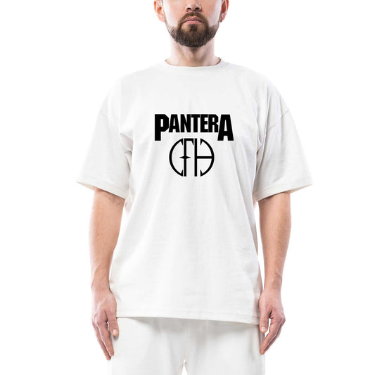 Pantera Logo and Figure Oversize Beyaz Tişört