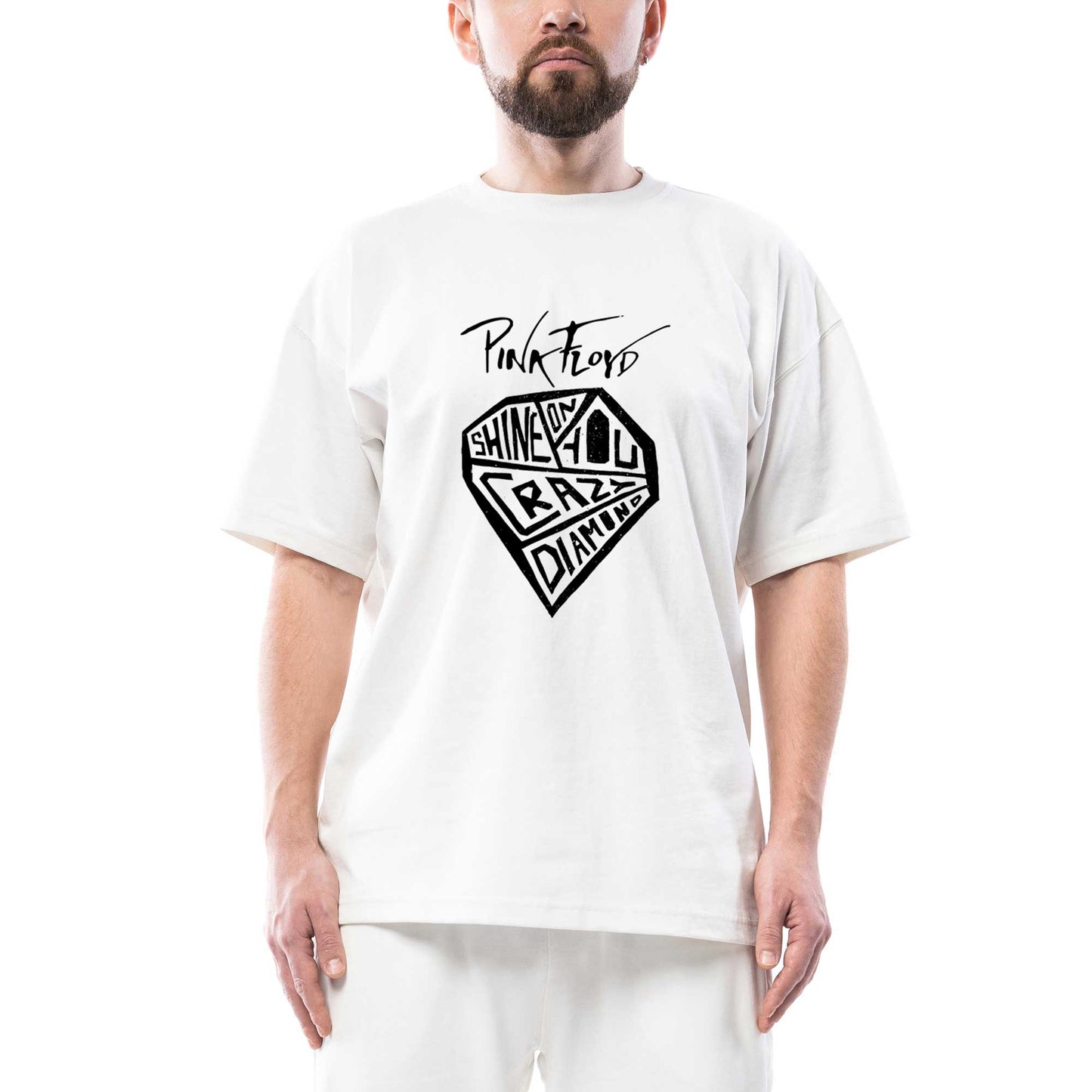 Pink Floyd Crayz Diamond Oversize Beyaz Tişört