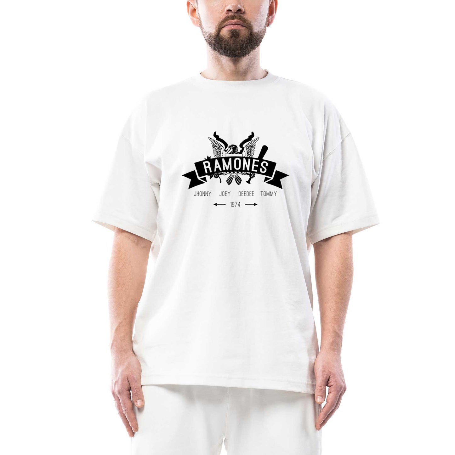 Ramones 1974 Oversize Beyaz Tişört