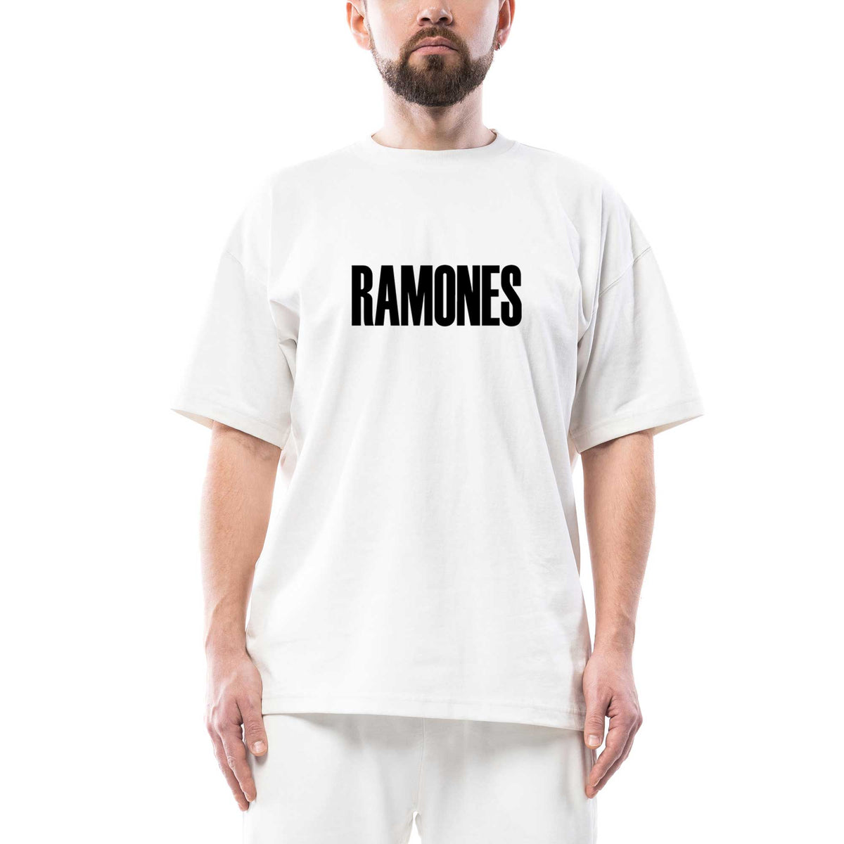 Ramones Text Oversize Beyaz Tişört