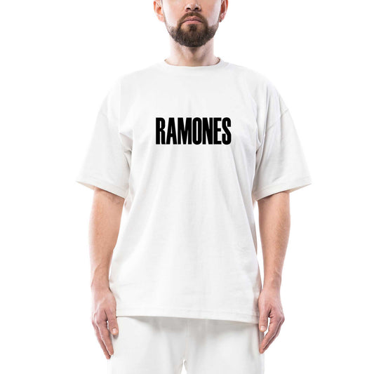 Ramones Text Oversize Beyaz Tişört