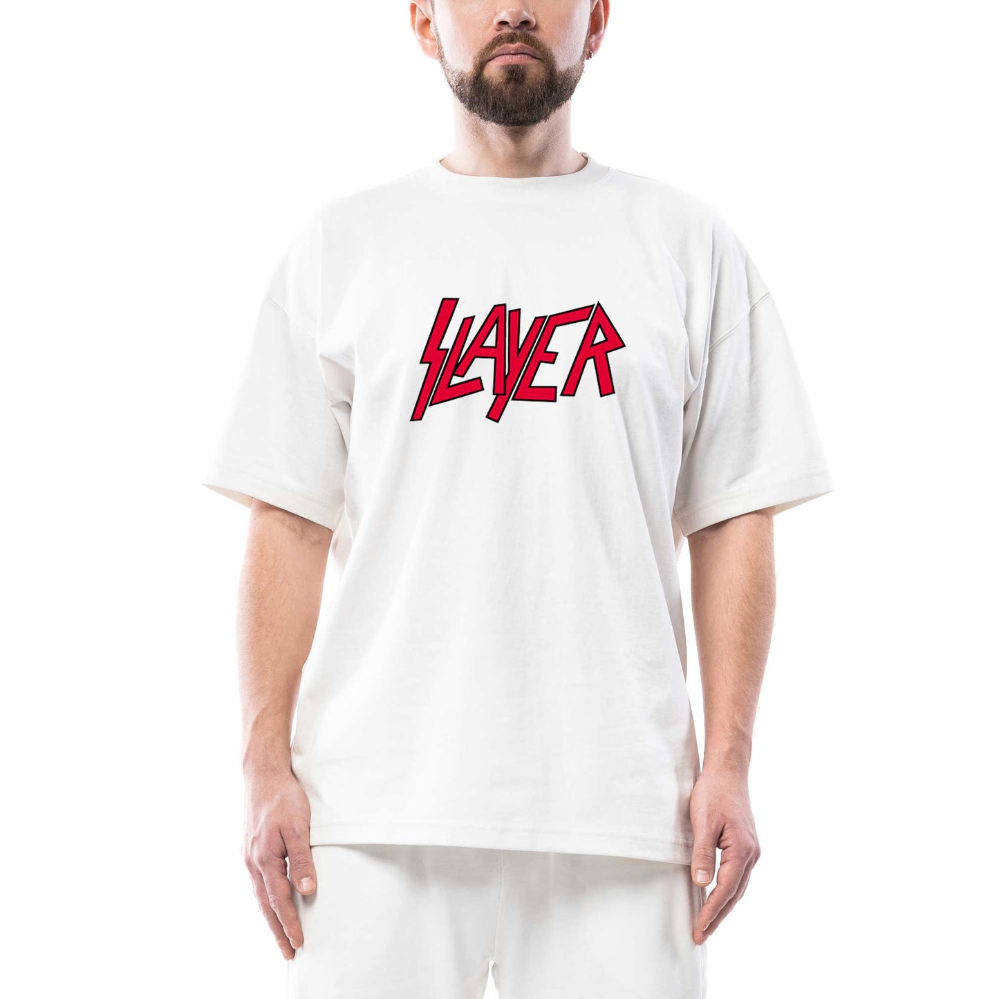 Slayer Logo Classic Oversize Beyaz Tişört
