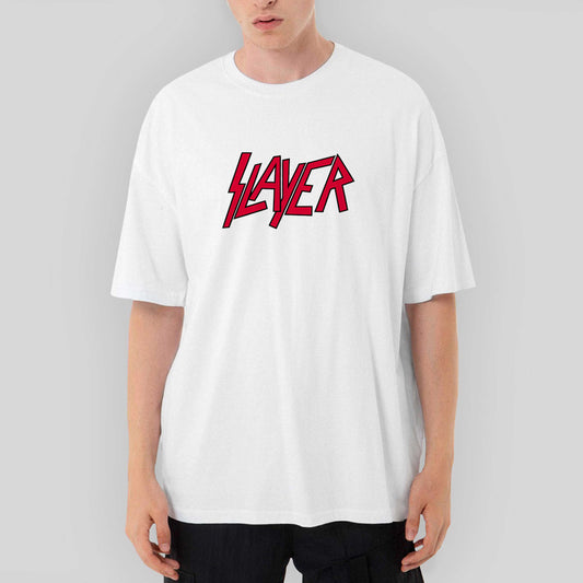 Slayer Logo Classic Oversize Beyaz Tişört