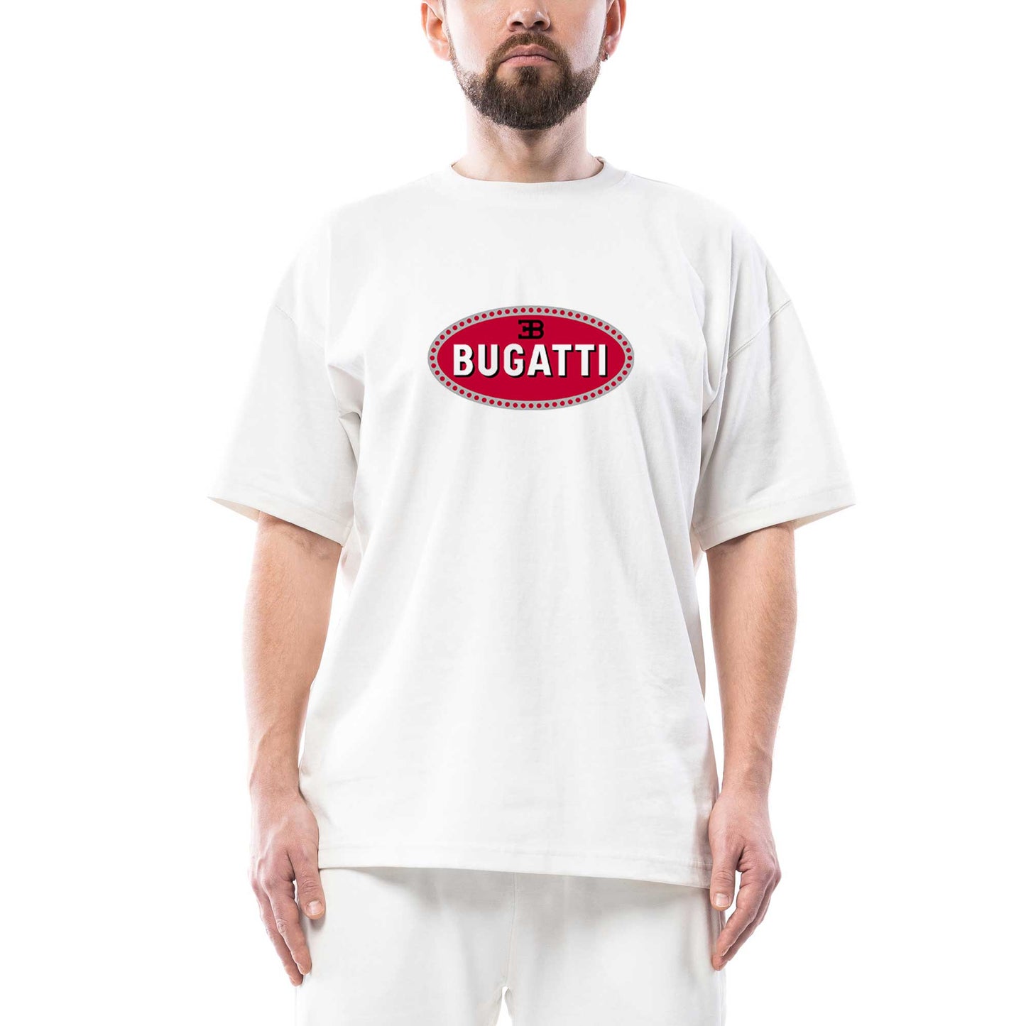 Bugatti 3B Logo Oversize Beyaz Tişört