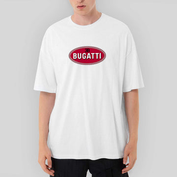 Bugatti 3B Logo Oversize Beyaz Tişört