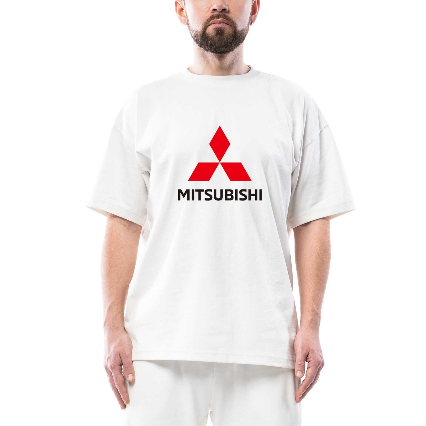 Mitsubishi Logo Oversize Beyaz Tişört