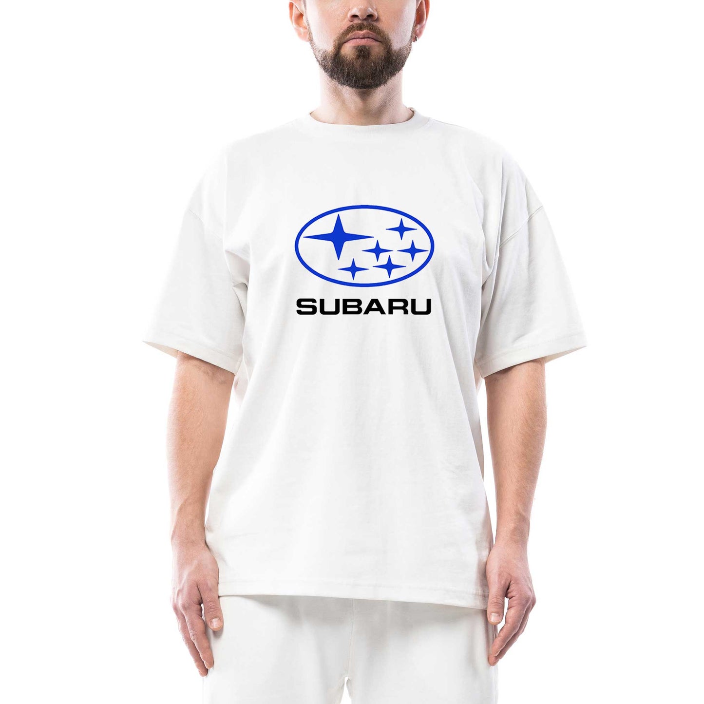 Subaru Logo Stars Oversize Beyaz Tişört