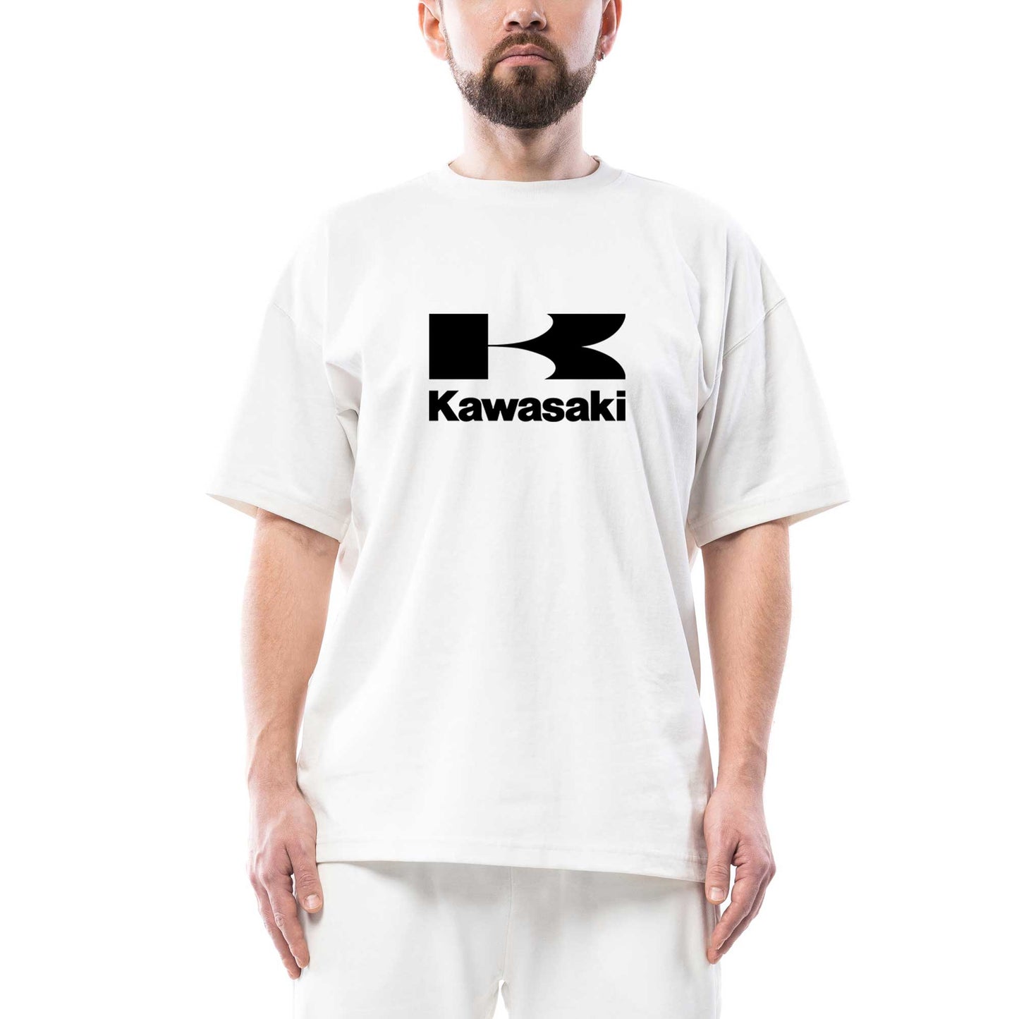 Kawasaki Logo Oversize Beyaz Tişört