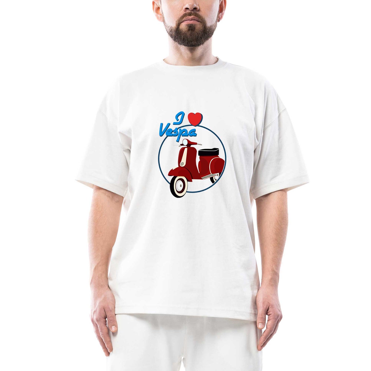 Vespa I Love Oversize Beyaz Tişört