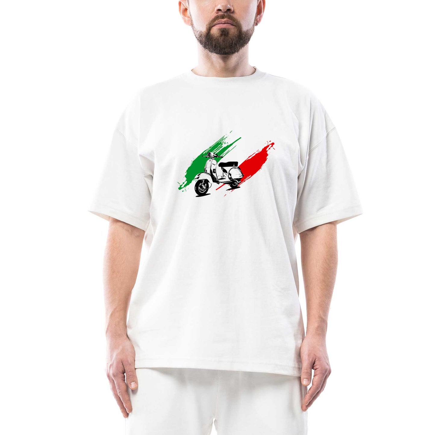Vespa in Italy Oversize Beyaz Tişört