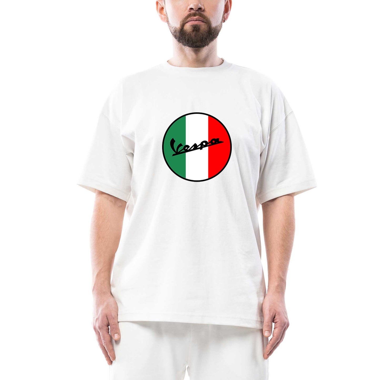 Vespa Logo Oversize Beyaz Tişört
