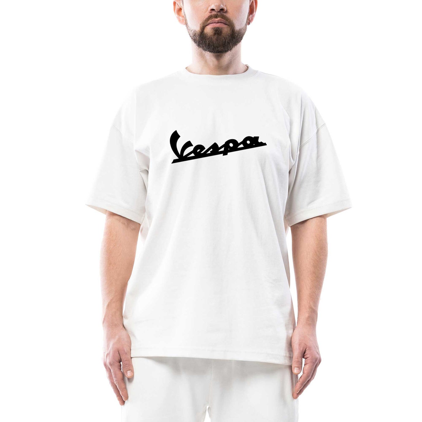 Vespa Logo 2 Oversize Beyaz Tişört