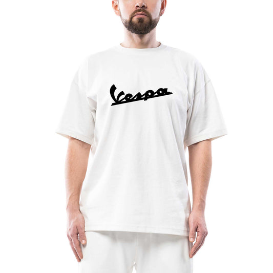 Vespa Logo 2 Oversize Beyaz Tişört