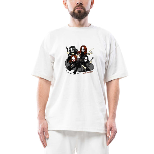 Dark Funeral Anime Oversize Beyaz Tişört