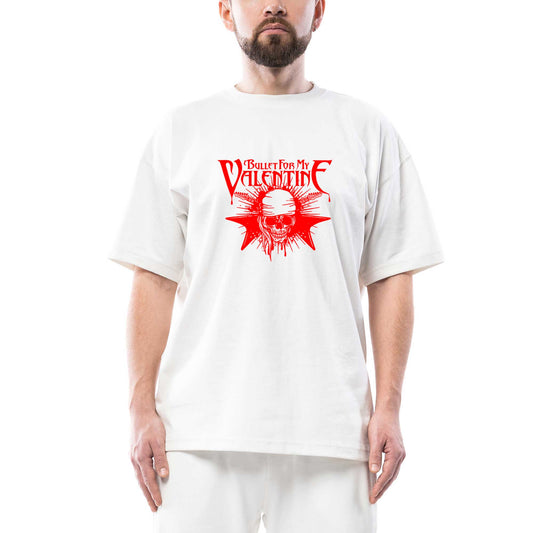 Bullet for My Valentine Skull Oversize Beyaz Tişört