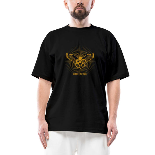 Khabib the Eagle by Sapto Oversize Siyah Tişört