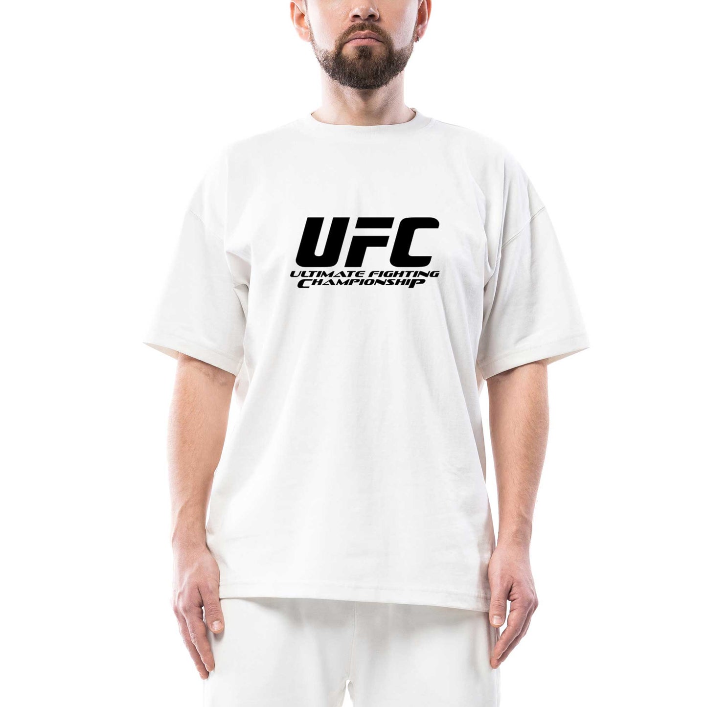 UFC Logo Ultimate ChampIronship Oversize Beyaz Tişört