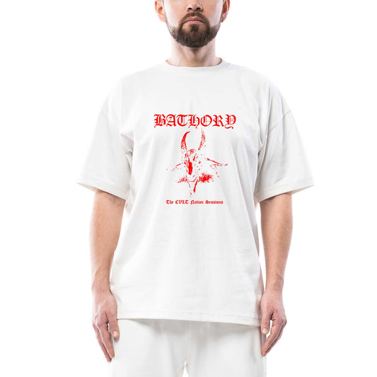 Bathory Black Metal Red Oversize Beyaz Tişört