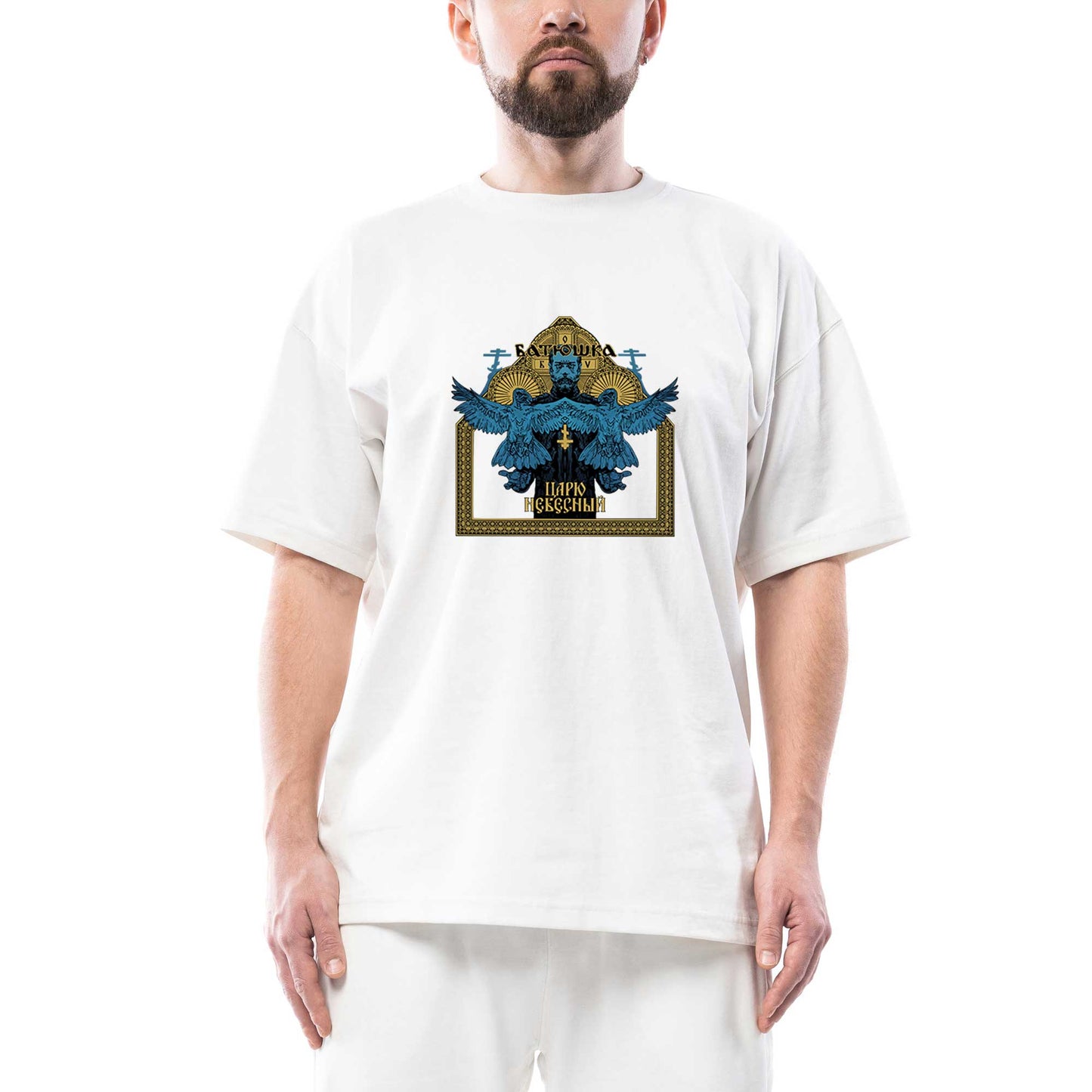 Batushka Blue Oversize Beyaz Tişört