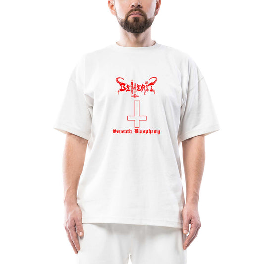 Beherit Seventh Blasphemy Oversize Beyaz Tişört