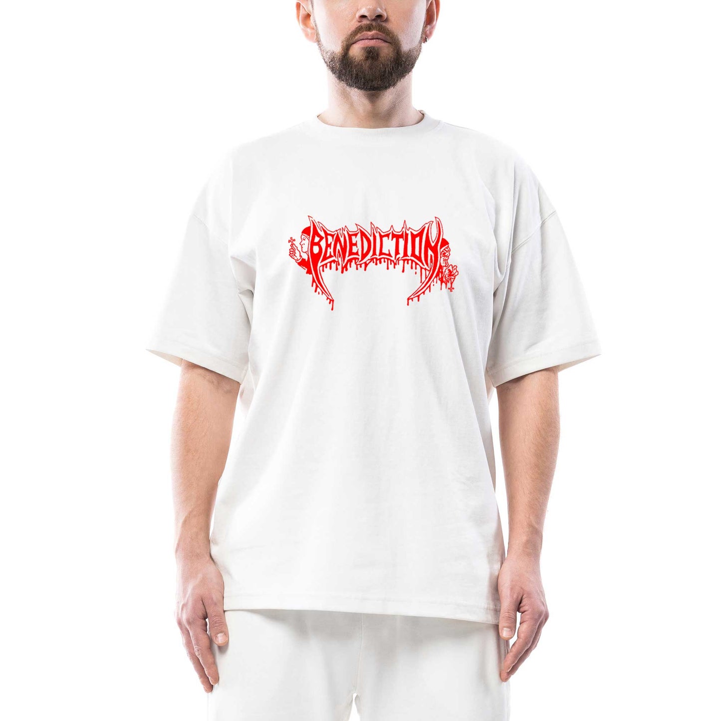 BenedictIron Red Oversize Beyaz Tişört
