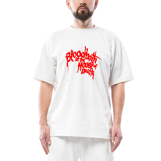 Bloodbath House Death Oversize Beyaz Tişört