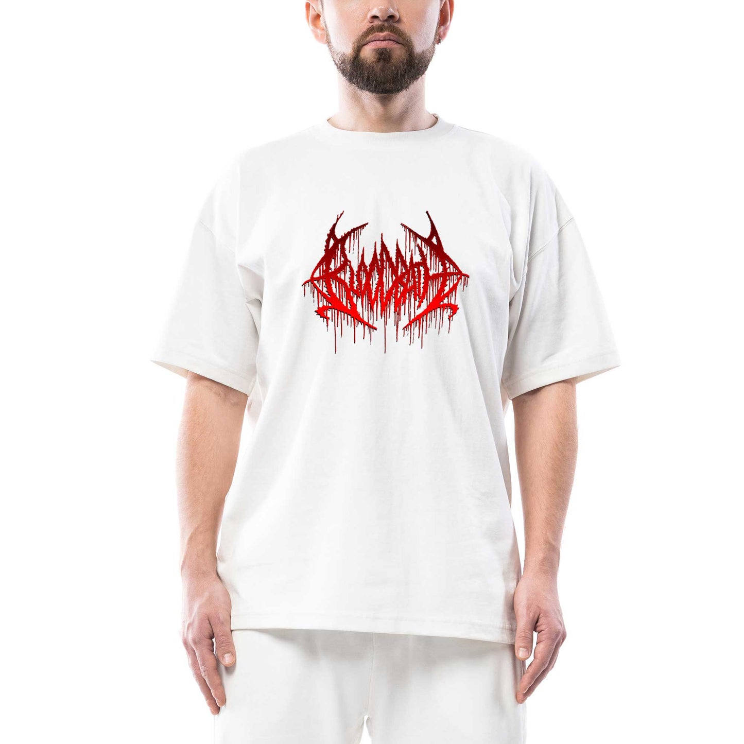Bloodbath Logo Red Oversize Beyaz Tişört