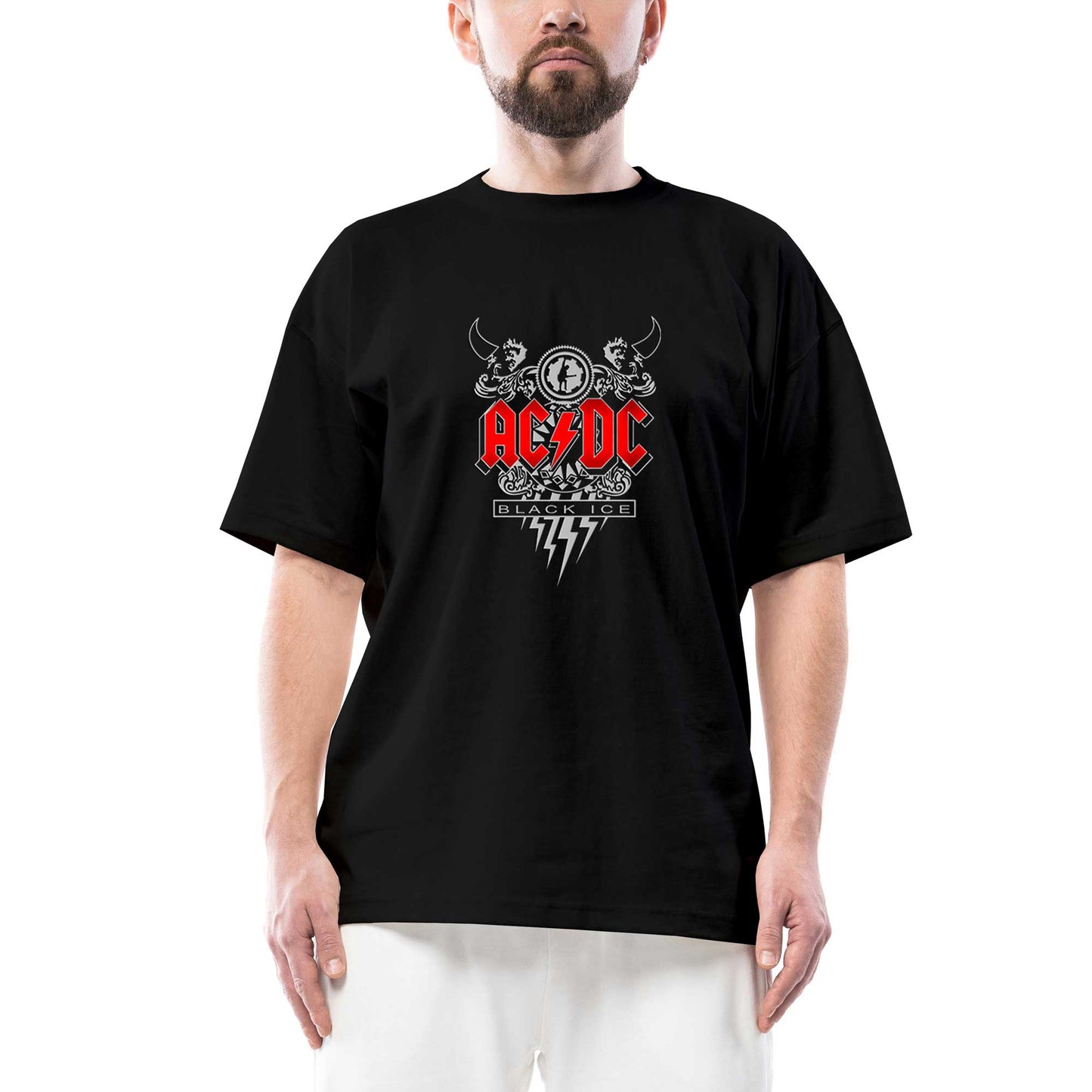 AC DC Black Ice Design Oversize Siyah Tişört