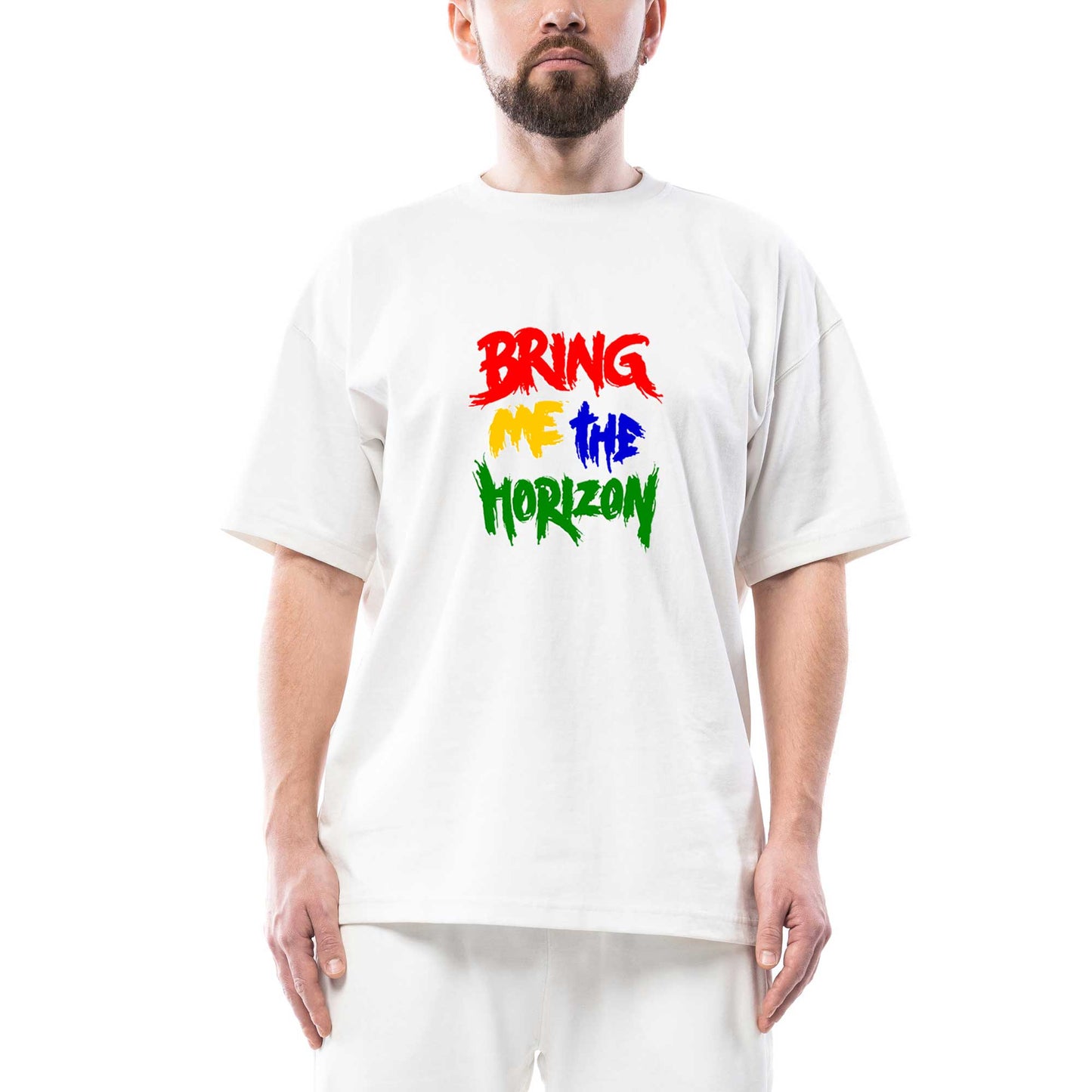 Bring Me The Horizon Rainbow Oversize Beyaz Tişört