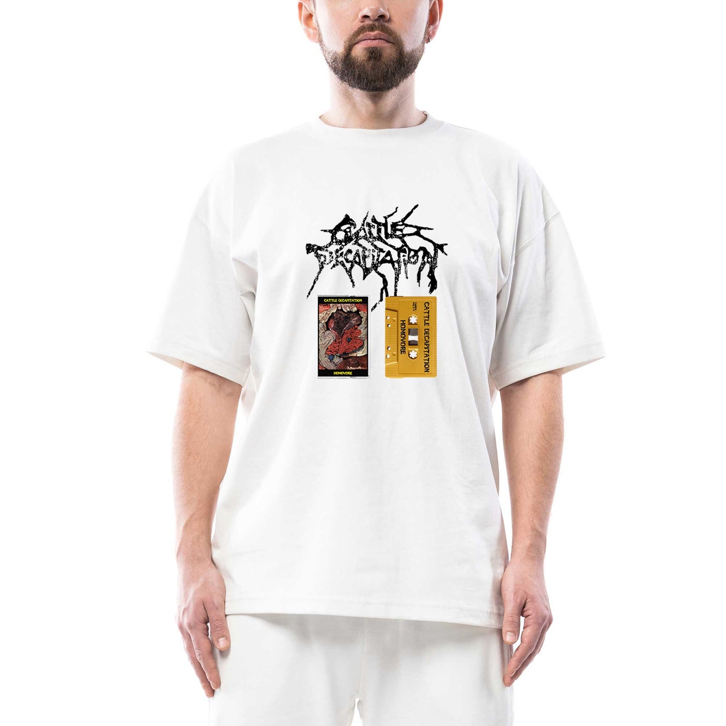 Cattle Decapitation Homovore Oversize Beyaz Tişört
