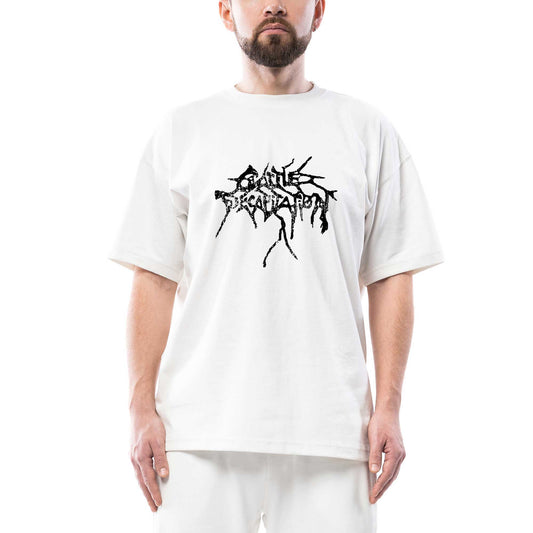 Cattle Decapitation Logo Oversize Beyaz Tişört
