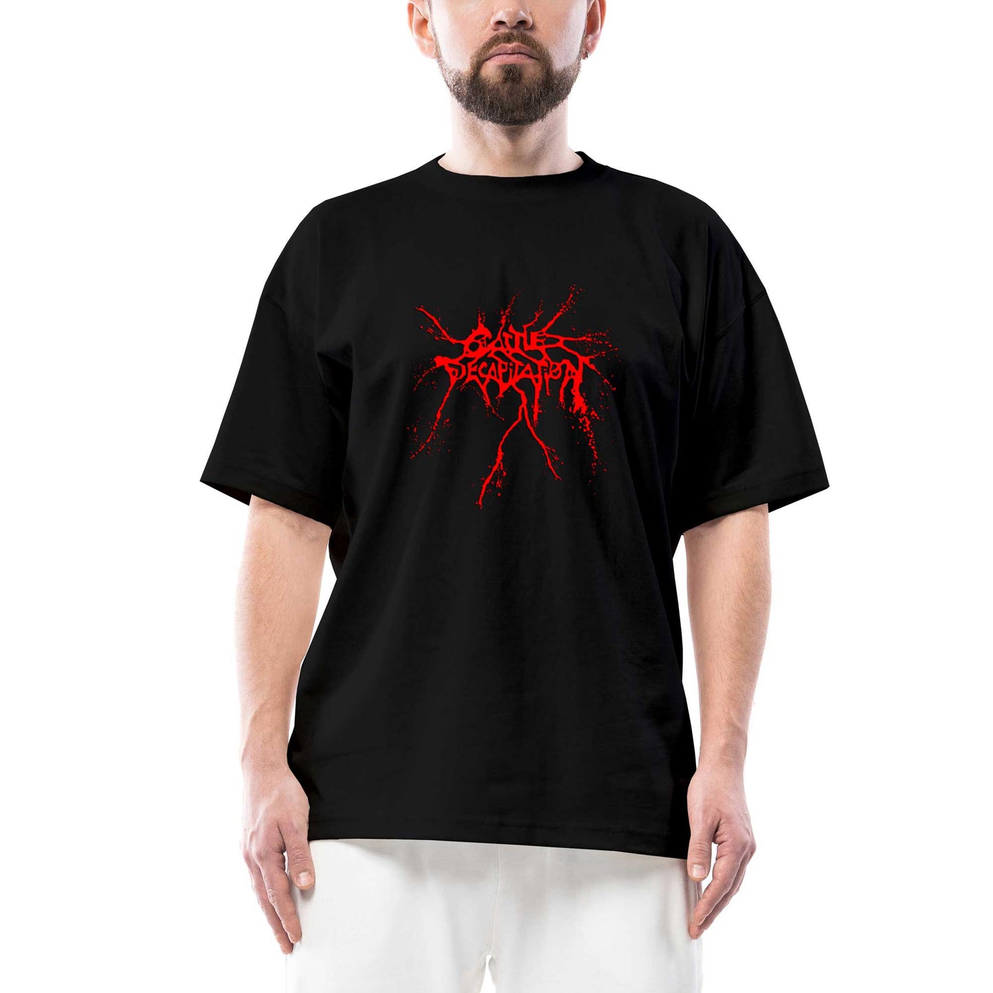 Cattle Decapitation Red Logo Oversize Siyah Tişört