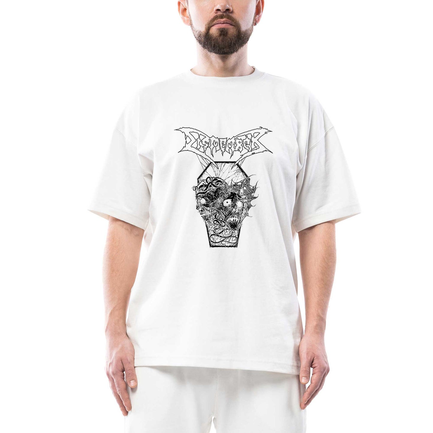 Dismember Skull Oversize Beyaz Tişört