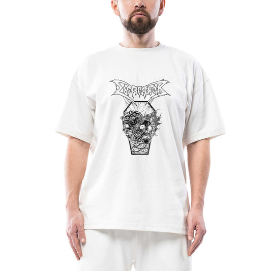 Dismember Skull Oversize Beyaz Tişört