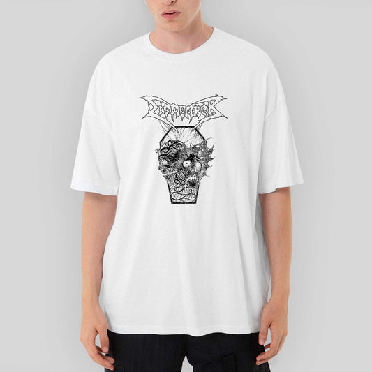 Dismember Skull Oversize Beyaz Tişört