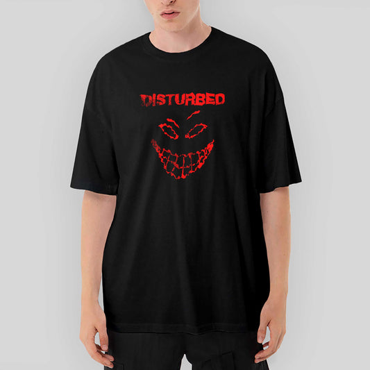 Disturbed Logo Essential Oversize Siyah Tişört