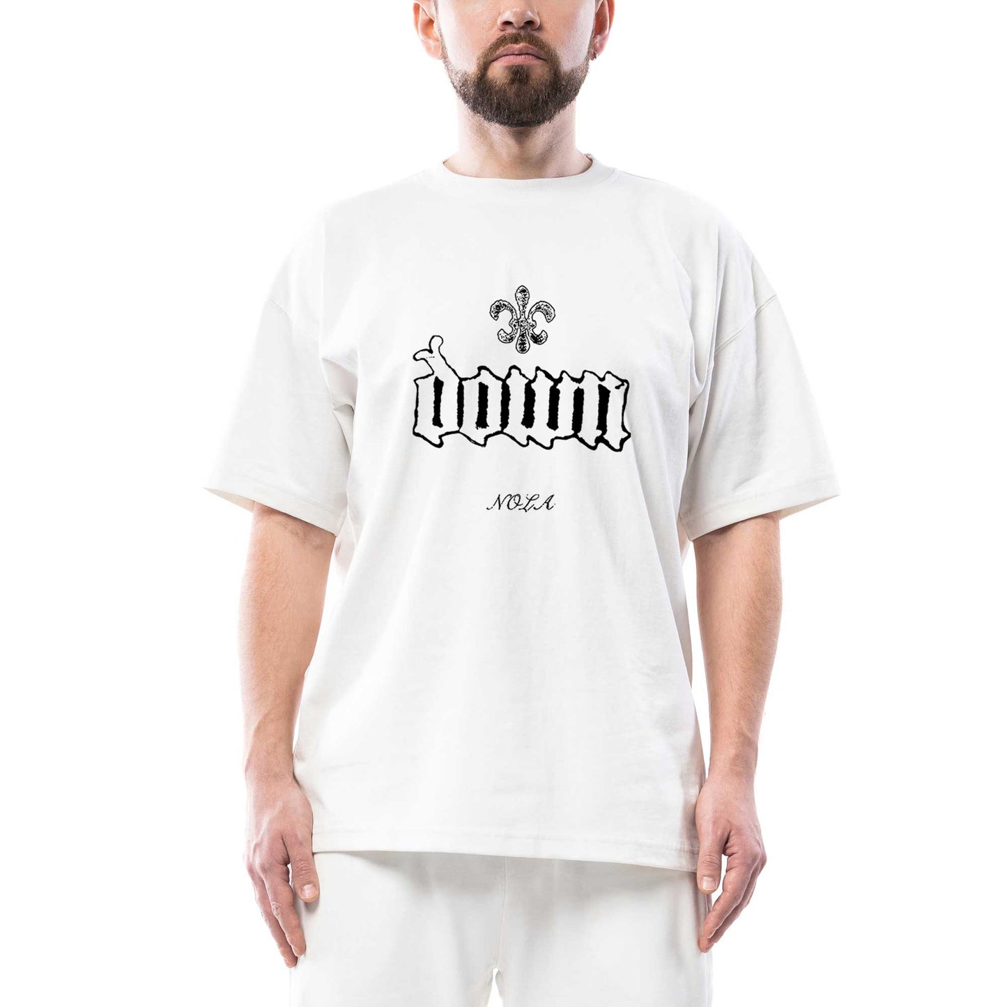 Down Nola Oversize Beyaz Tişört